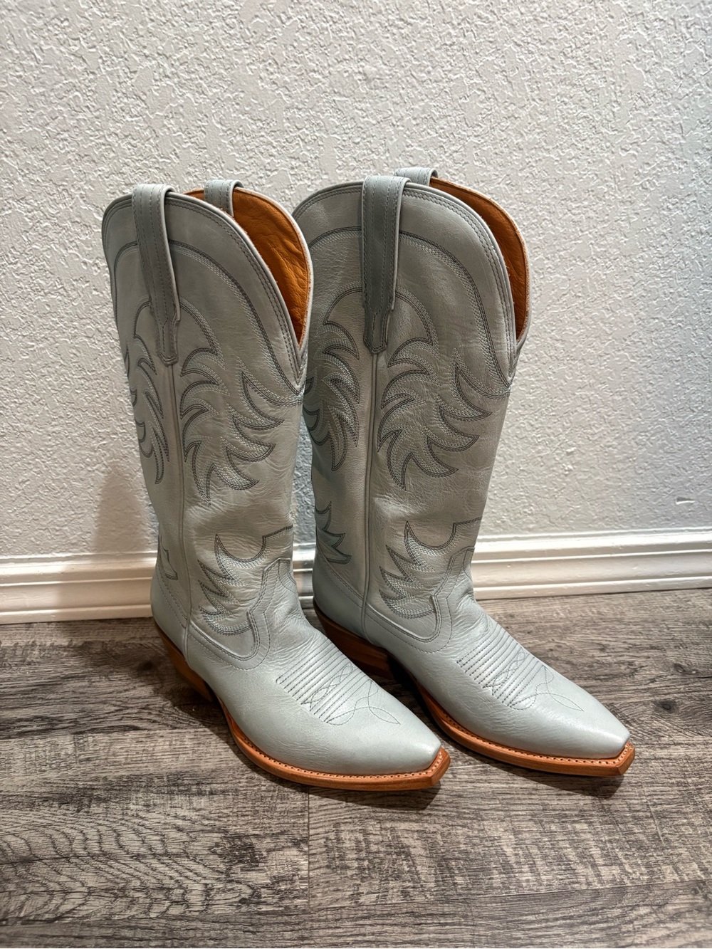 Tecovas Annie Slate Wide Calf Blue western Embroidered Boots Size 8